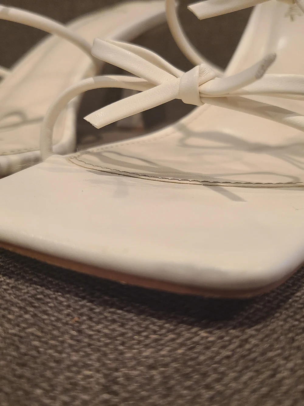 Lulu's White Strappy Bow Square-Toe Heeled Sandals